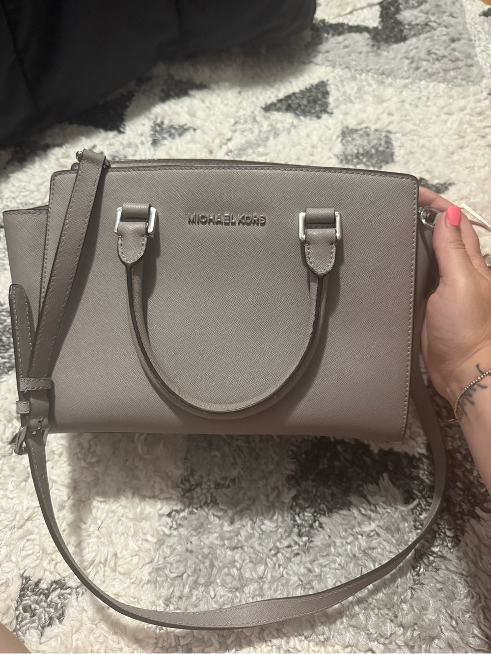 Michael Kors Gray Satchel with Crossbody Strap